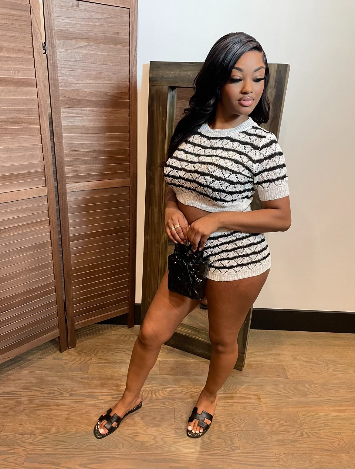 Stripped Ribbed Casual Set