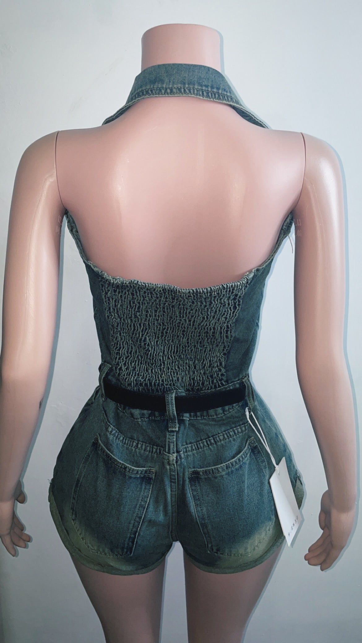 Vintage Halter Denim Romper