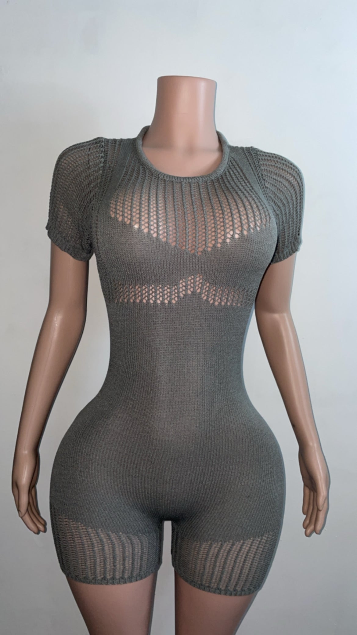 Gray Bodycon Knitted romper