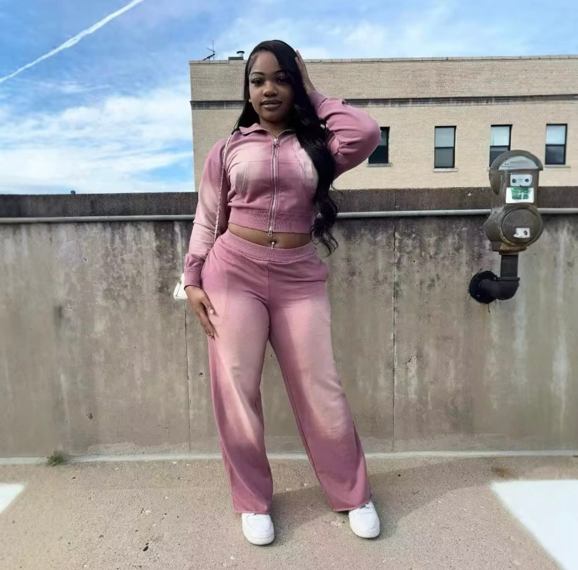 Pink Washed Sweatsuit