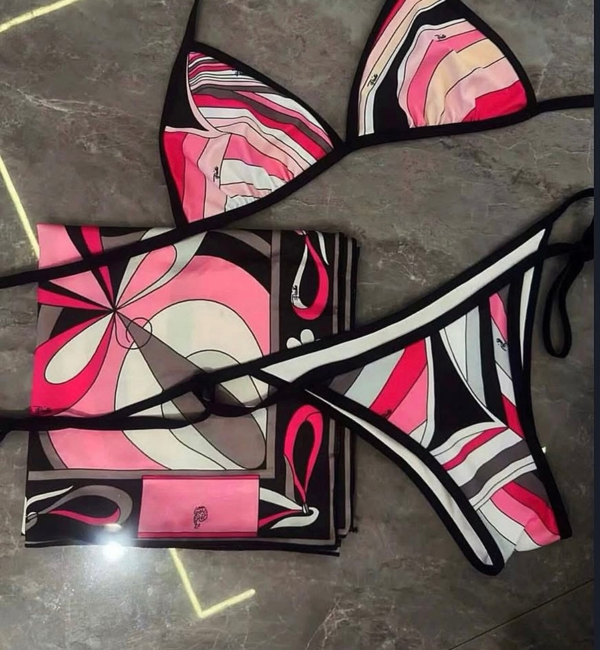 Fashion Pucci Designer Inspired 3pc Swimsuit