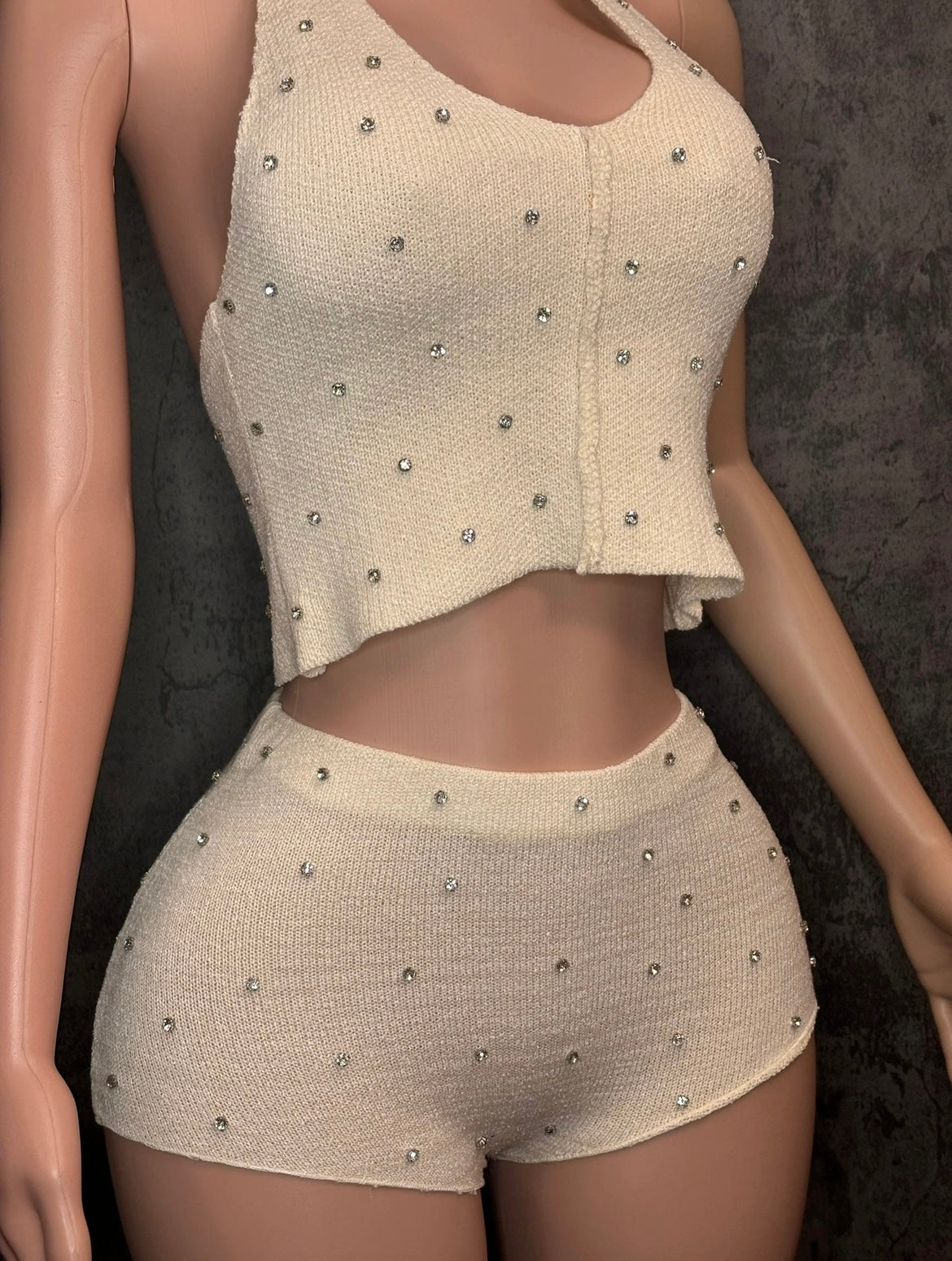 Rhinestone Halter Set