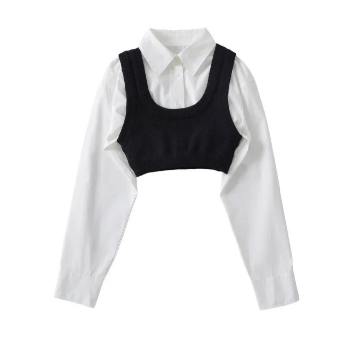 Stripped sweater top black