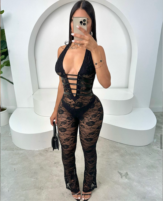 Sexy Lace Jumpsuit Black