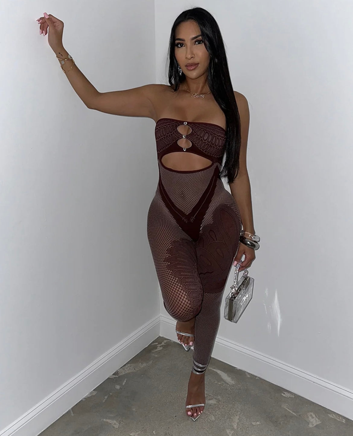 Club nights jumpsuit Brown