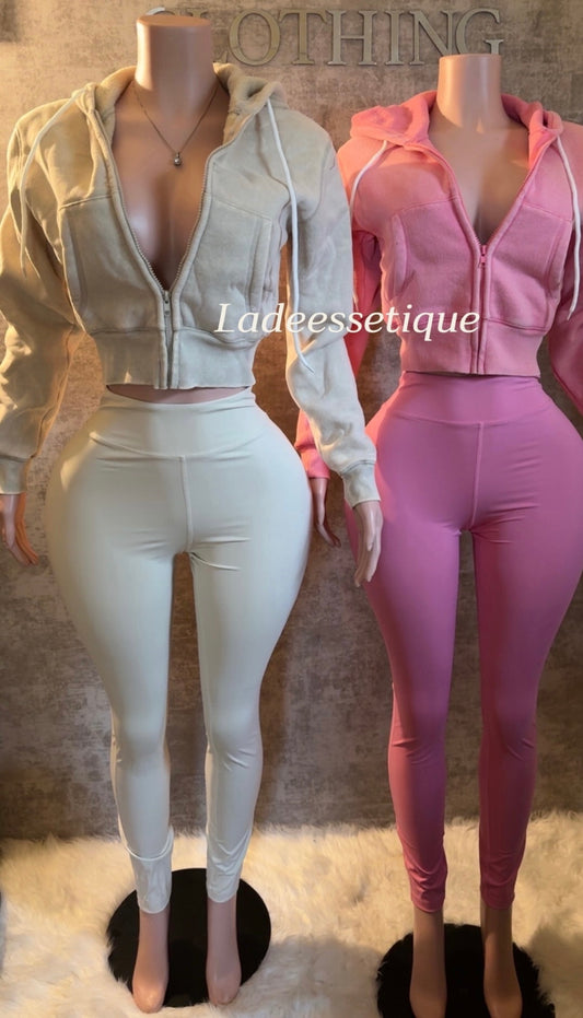 Acid Washed Hoodie Cream Set