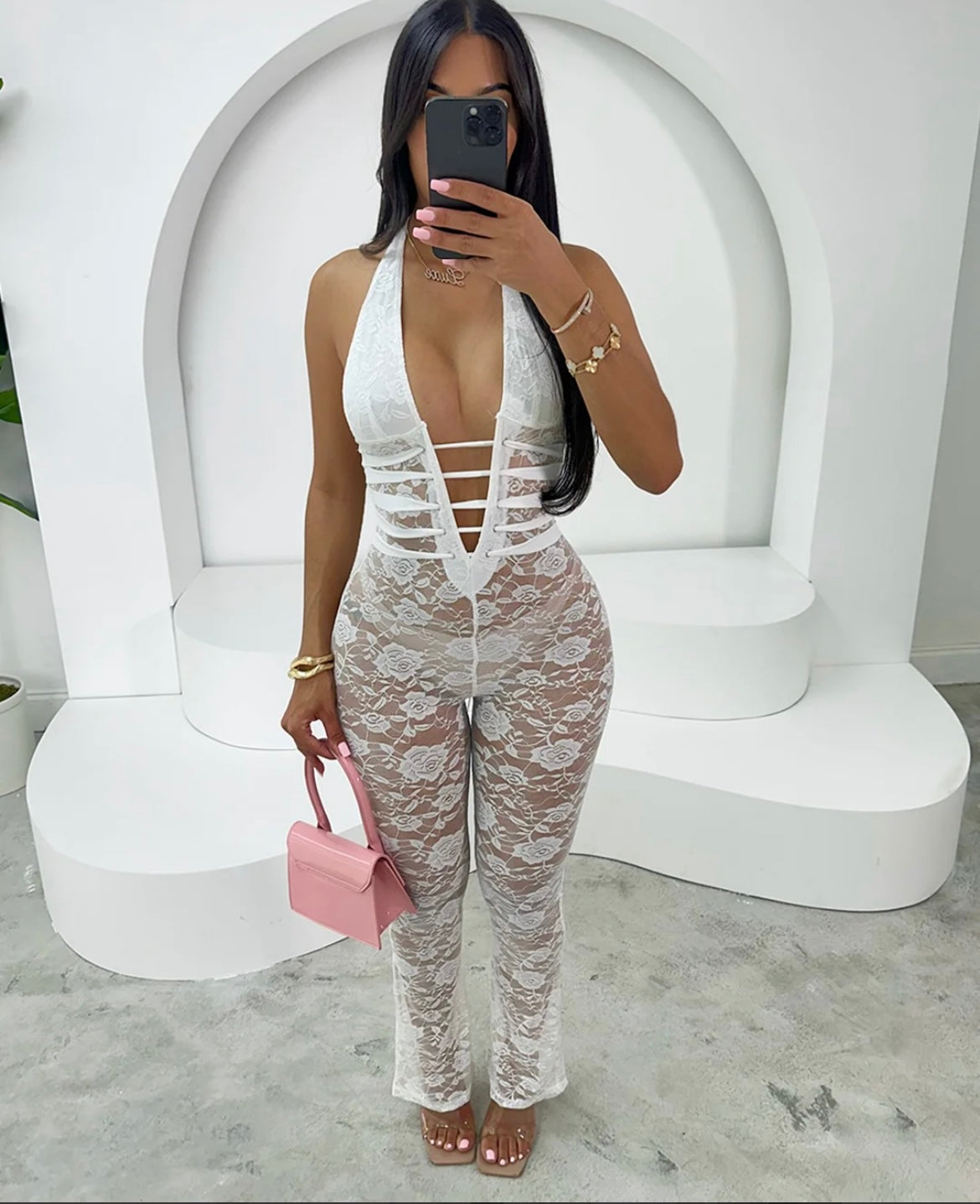 Sexy Lace Jumpsuit White