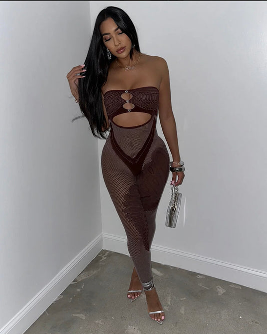 Club nights jumpsuit Brown