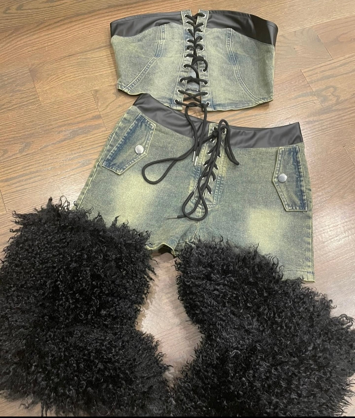 Lace Me Up Denim Set