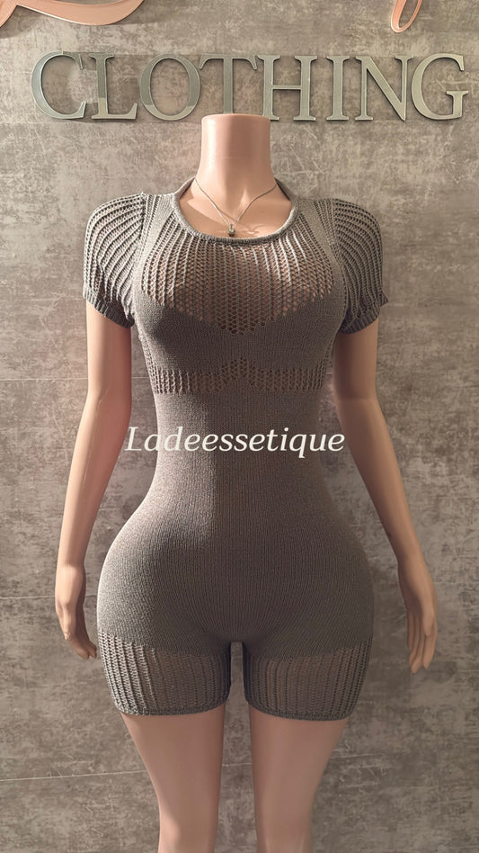 Gray Bodycon Knitted romper