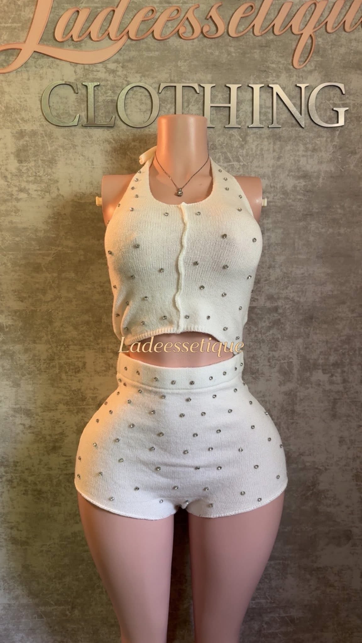 Rhinestone Halter Set