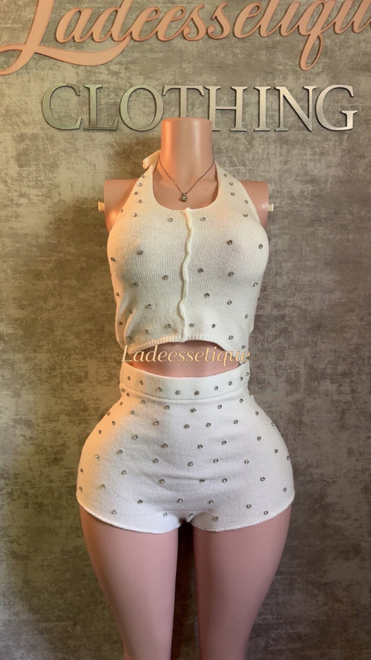 Rhinestone Halter Set