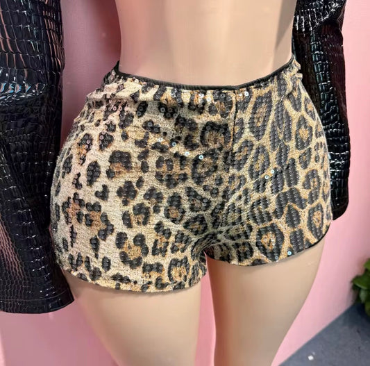 Leopard Sequin Shorts