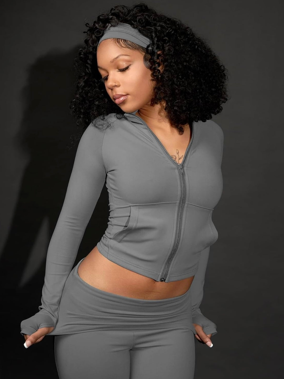 Headband Tracksuit Set Gray