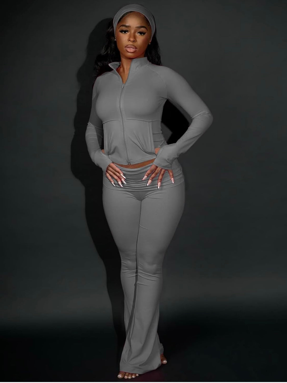 Headband Tracksuit Set Gray