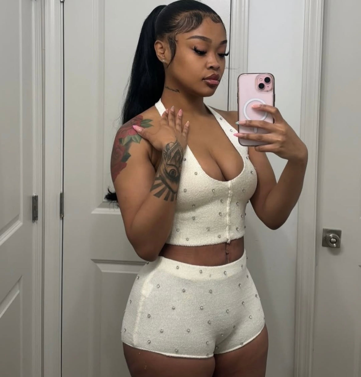 Rhinestone Halter Set