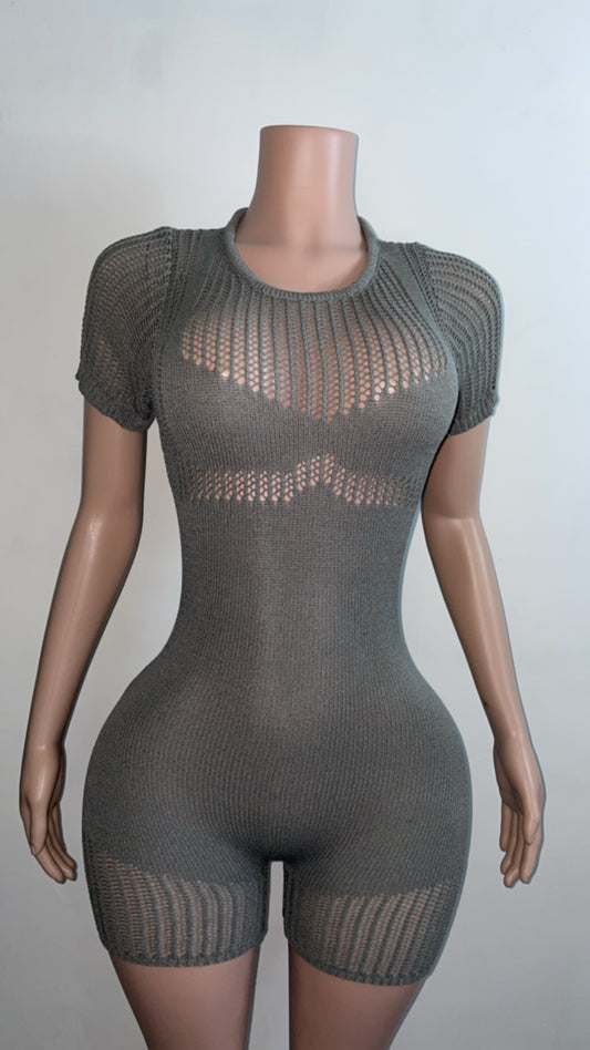 Gray Bodycon Knitted romper