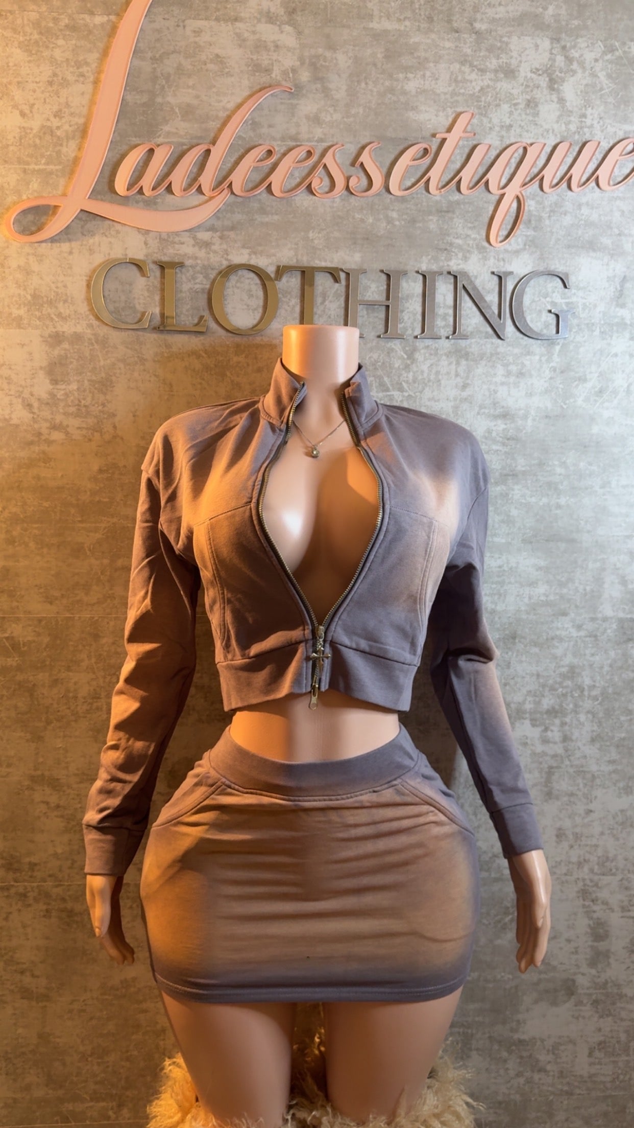 Gray Washed Hoodie Set