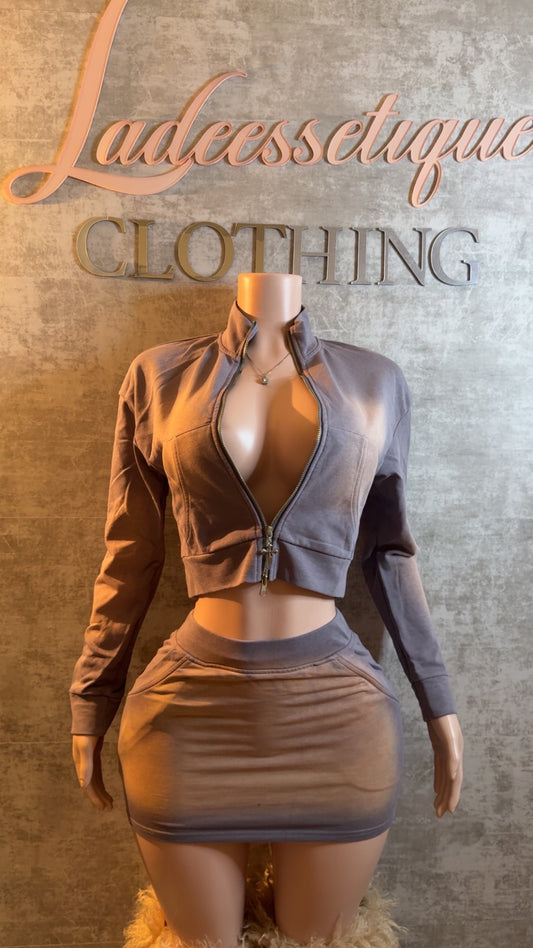 Gray Washed Hoodie Set