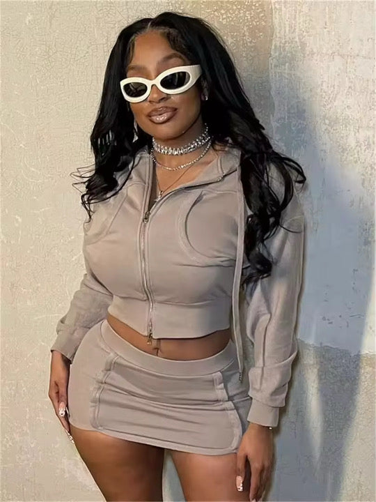 Cozy Skirt Set Beige