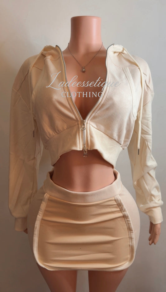 Cozy Skirt Set Beige