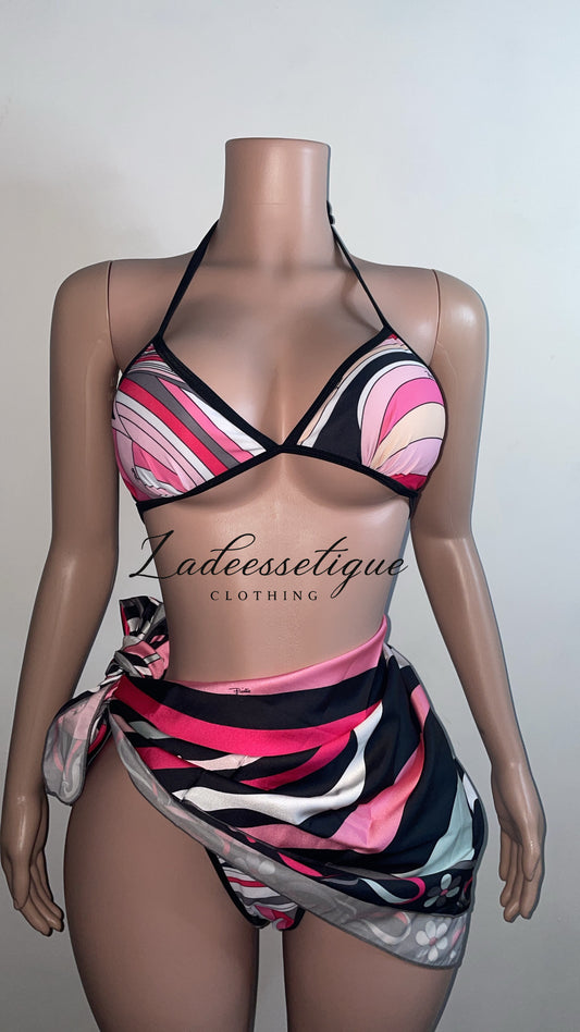 Fashion Pucci Designer Inspired 3pc Swimsuit