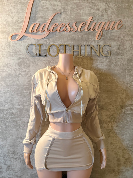 Cozy Skirt Set Beige