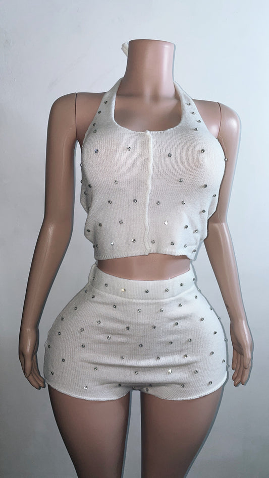 Rhinestone Halter Set