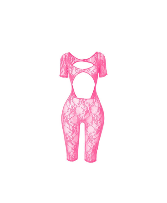 Hot Pink Mesh Romper