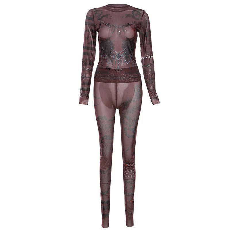 Aesthetic Snake Mesh Set Burgandy